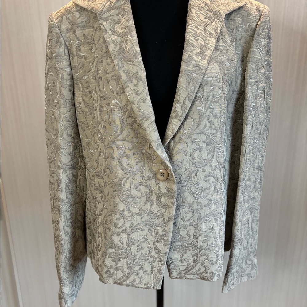 Jones New York Silver‎ Gray Paisley Blazer
